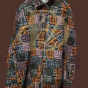 Men’s Premium Geometric Tribal Print Long Sleeve Shirt – Multicolor African Design